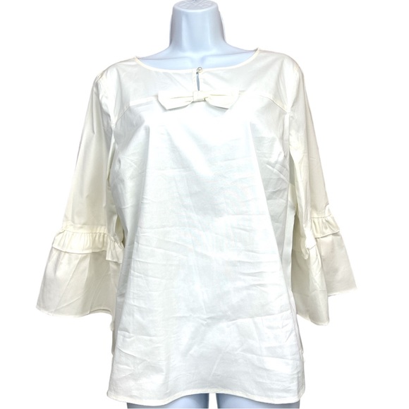 SzLP Talbots White 3/4 Sleeve with Bow Blouse NWT - Picture 2 of 6